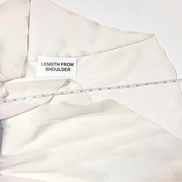 Theory Wool Silk High Low Maxi Dress 4 black white gray high neck flowy neutral - Picture 12 of 13